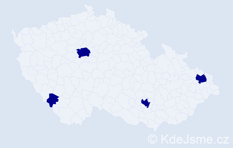 Jméno: 'Tünde', počet výskytů 4 v celé ČR