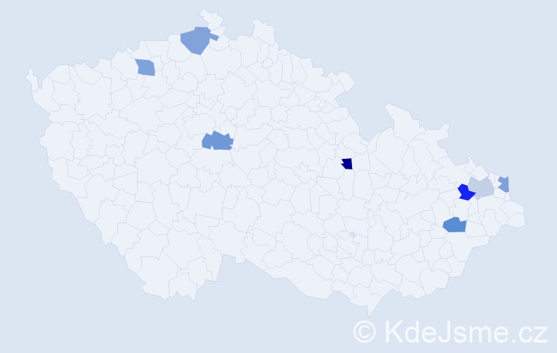 Jméno: 'Mikulaš', počet výskytů 8 v celé ČR