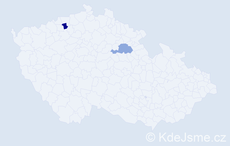Jméno: 'Miládka', počet výskytů 2 v celé ČR