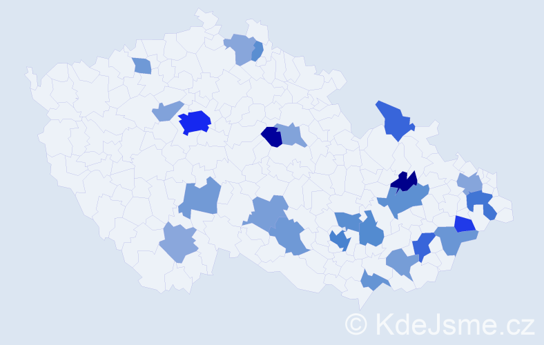 Jméno: 'Mirjana', počet výskytů 51 v celé ČR