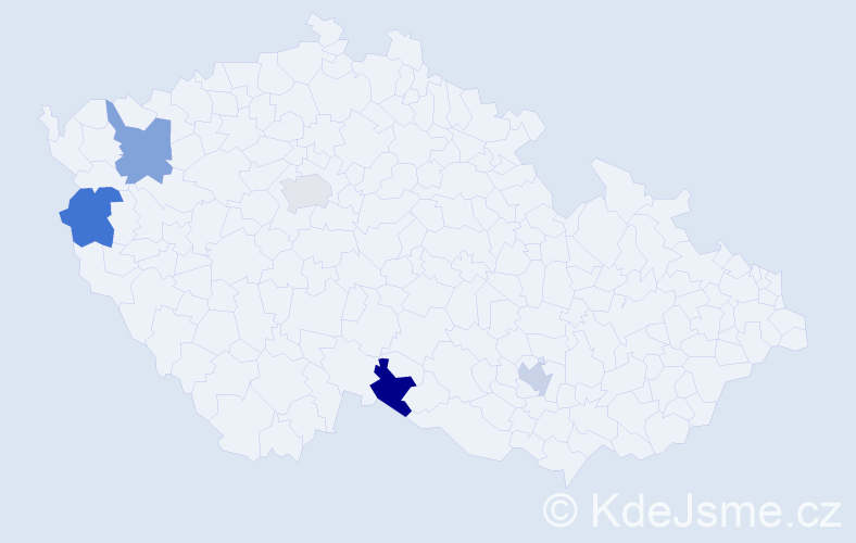 Jméno: 'Michelle Anna', počet výskytů 5 v celé ČR