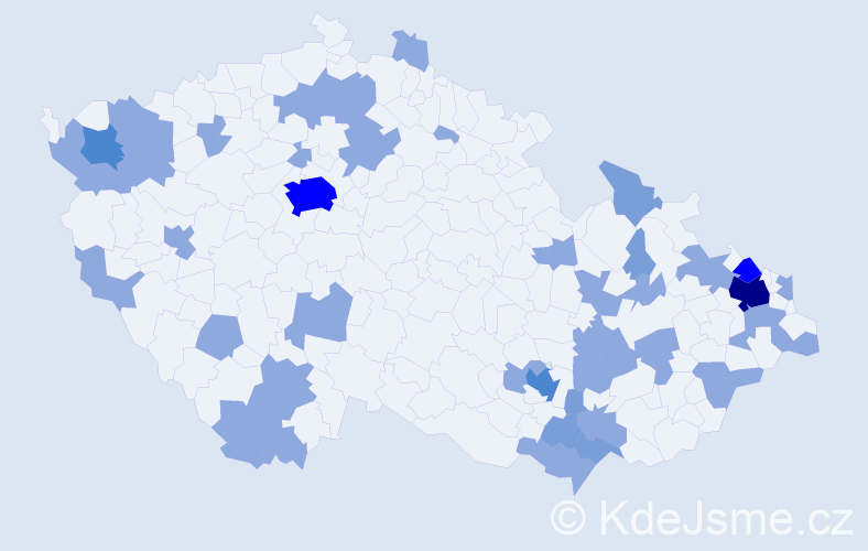 Jméno: 'Bernardina', počet výskytů 72 v celé ČR