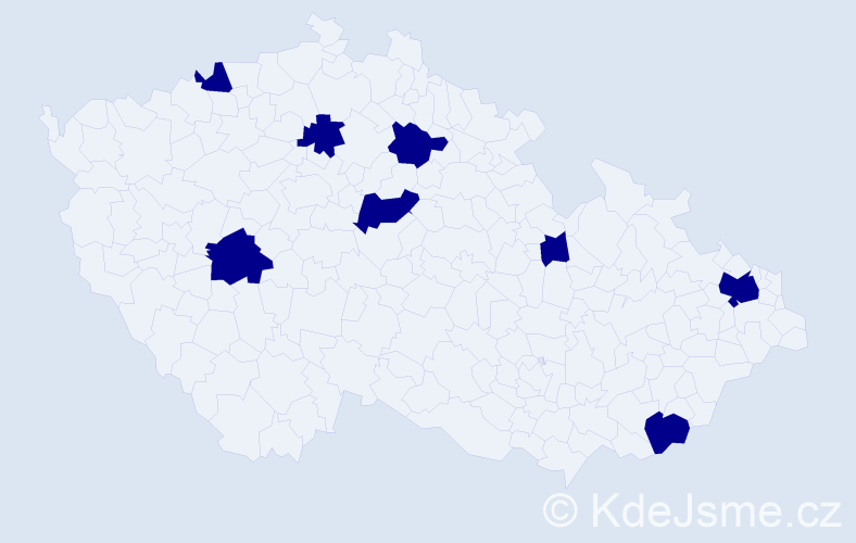 Jméno: 'Krasava', počet výskytů 8 v celé ČR