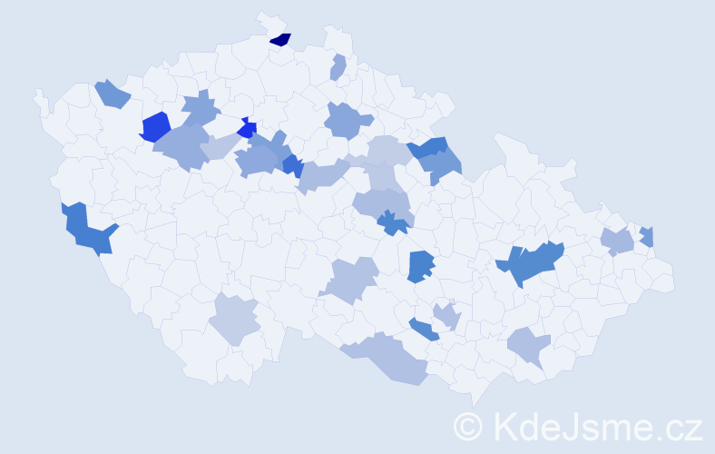 Jméno: 'Vladko', počet výskytů 55 v celé ČR