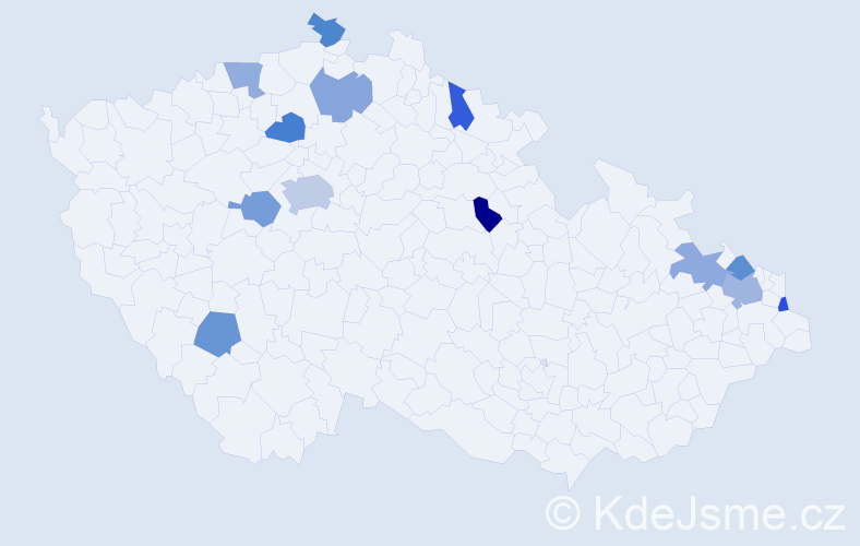 Jméno: 'Vasiĺ', počet výskytů 17 v celé ČR