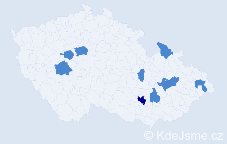 Jméno: 'Virginia', počet výskytů 11 v celé ČR