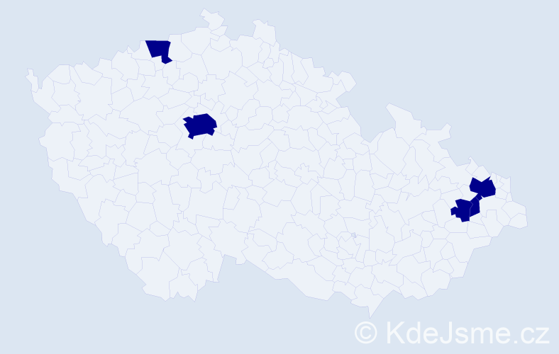 Jméno: 'Jeannetta', počet výskytů 5 v celé ČR