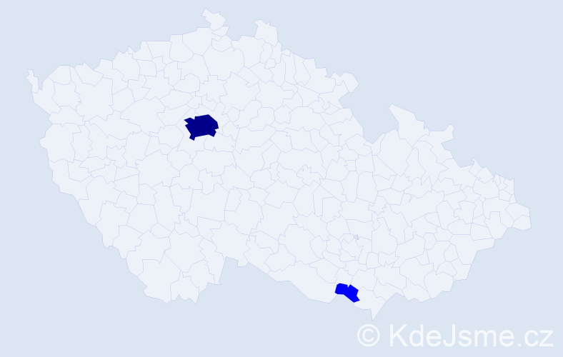 Jméno: 'Vjara', počet výskytů 3 v celé ČR