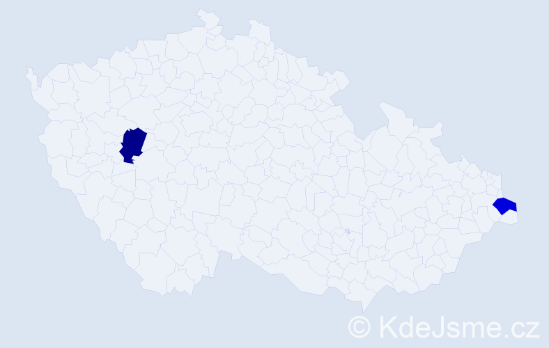 Jméno: 'Kacper', počet výskytů 2 v celé ČR