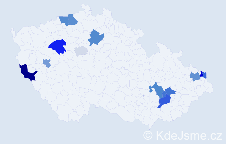 Jméno: 'Esmeralda', počet výskytů 14 v celé ČR