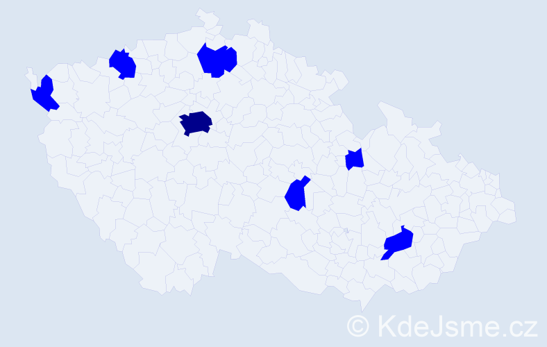 Jméno: 'La', počet výskytů 8 v celé ČR