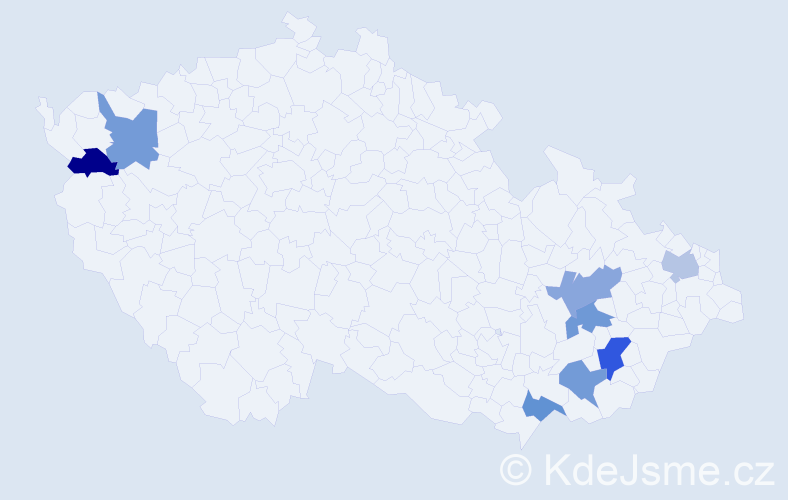 Jméno: 'Innocenc', počet výskytů 9 v celé ČR