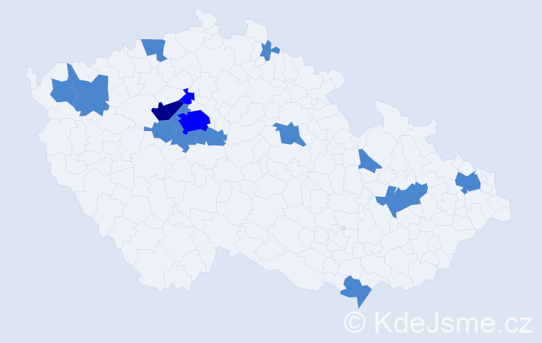 Jméno: 'Tadeáš Jan', počet výskytů 19 v celé ČR