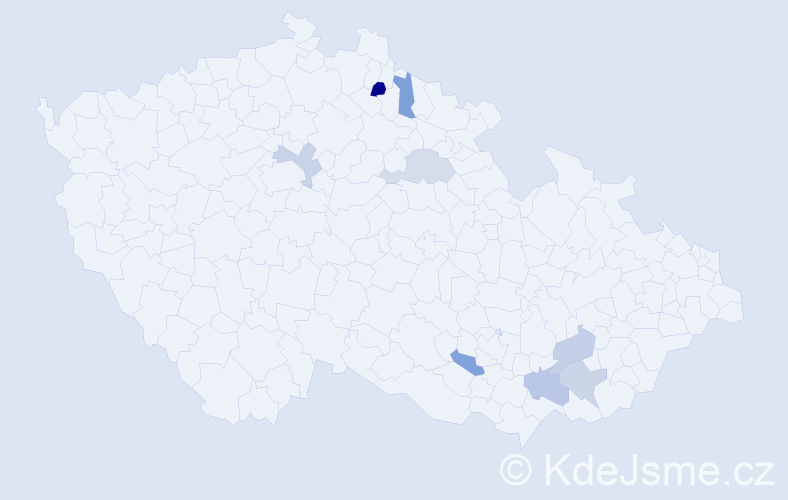 Jméno: 'Raduška', počet výskytů 9 v celé ČR