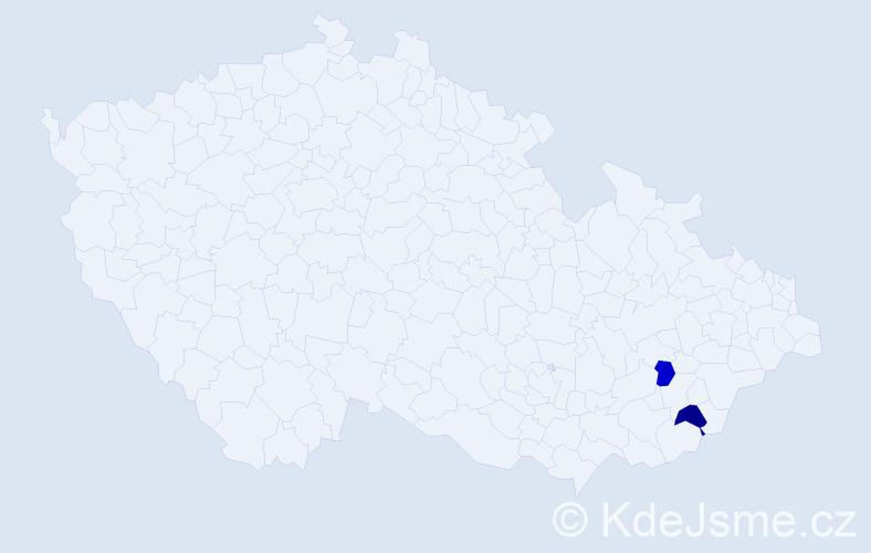 Jméno: 'Kaili', počet výskytů 2 v celé ČR