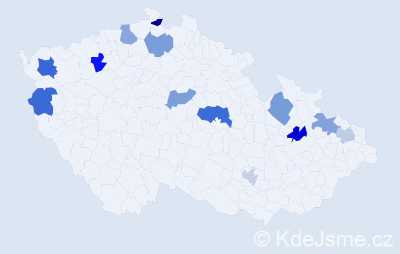 Jméno: 'Patricio', počet výskytů 15 v celé ČR