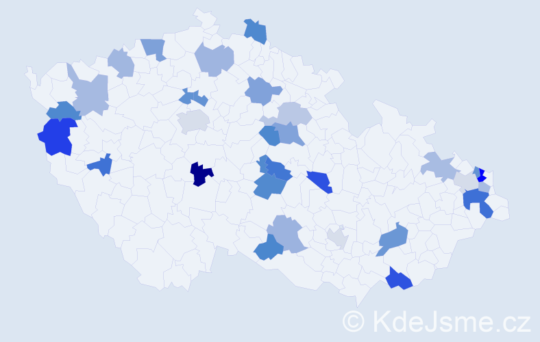 Jméno: 'Atila', počet výskytů 43 v celé ČR