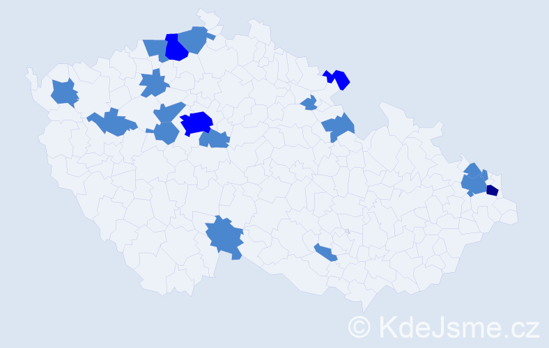 Jméno: 'Vasiľ', počet výskytů 24 v celé ČR
