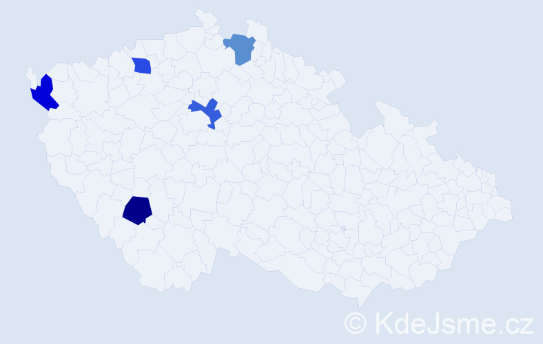 Jméno: 'Daniel Christian', počet výskytů 5 v celé ČR