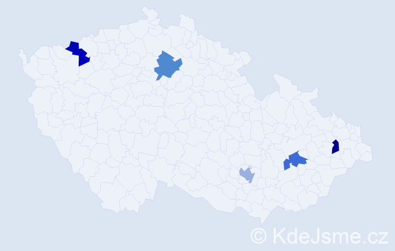 Jméno: 'Nándor', počet výskytů 5 v celé ČR