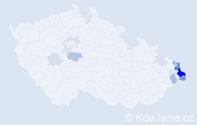 Jméno: 'Věslav', počet výskytů 55 v celé ČR
