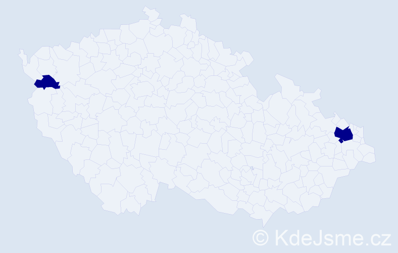 Jméno: 'Val', počet výskytů 2 v celé ČR