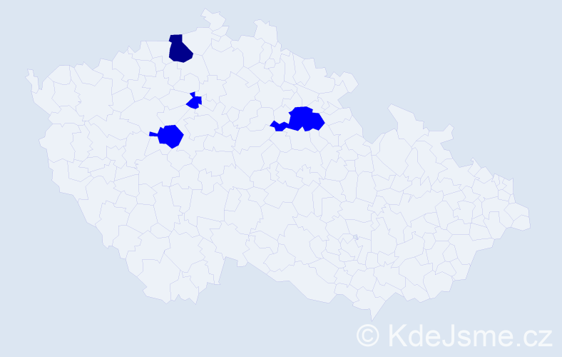 Jméno: 'Dane', počet výskytů 5 v celé ČR