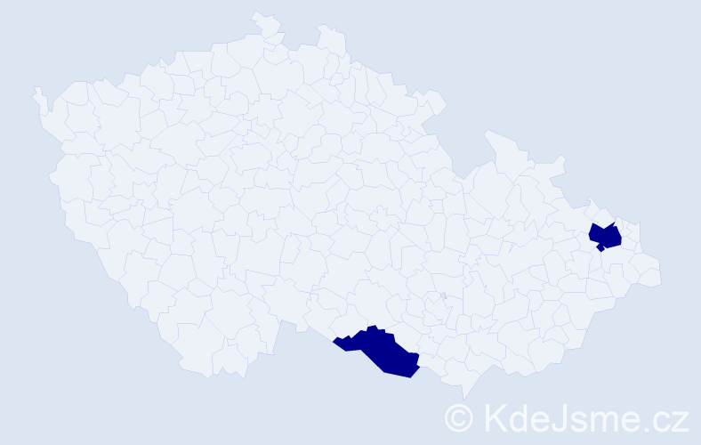 Jméno: 'Naja', počet výskytů 2 v celé ČR