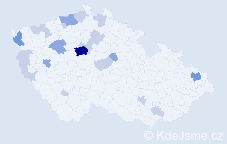 Jméno: 'Thi Ngan', počet výskytů 44 v celé ČR