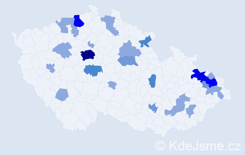 Jméno: 'Janeta', počet výskytů 58 v celé ČR