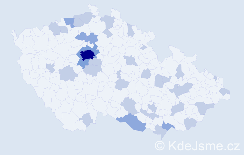 Jméno: 'Klementina', počet výskytů 57 v celé ČR