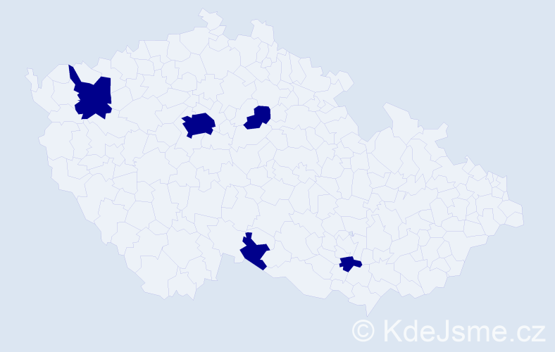 Jméno: 'Radiy', počet výskytů 5 v celé ČR