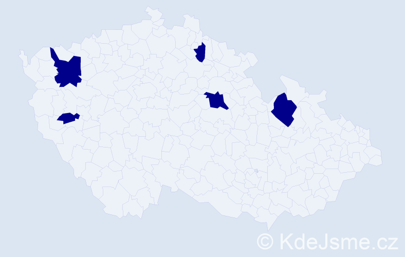 Jméno: 'Terezka', počet výskytů 5 v celé ČR