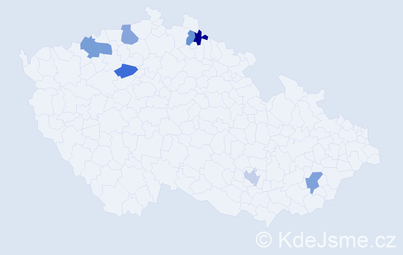Jméno: 'Christl', počet výskytů 8 v celé ČR