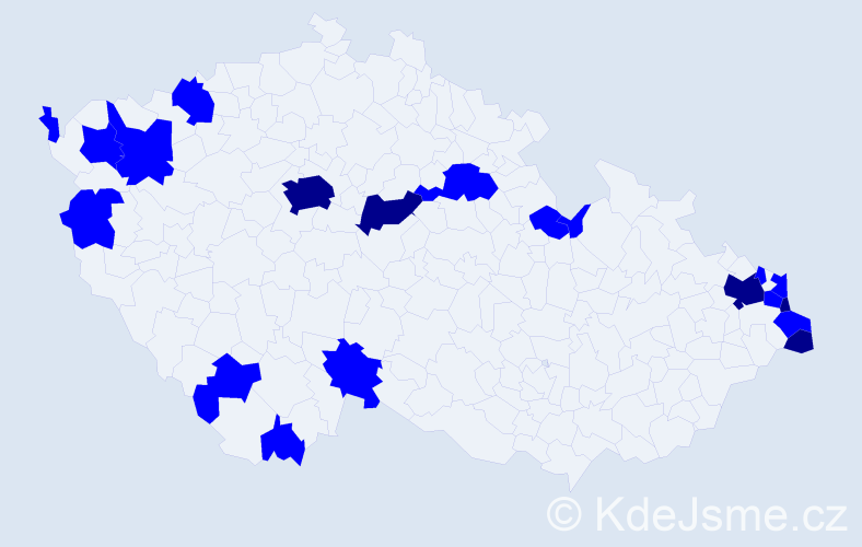 Jméno: 'Kazimíra', počet výskytů 25 v celé ČR