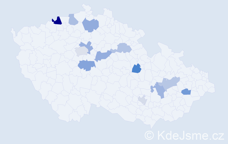 Jméno: 'Marcelka', počet výskytů 16 v celé ČR