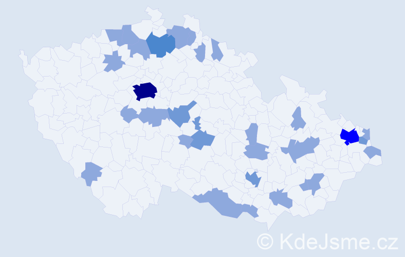 Jméno: 'Kornélia', počet výskytů 44 v celé ČR