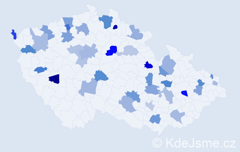 Jméno: 'Lidka', počet výskytů 53 v celé ČR