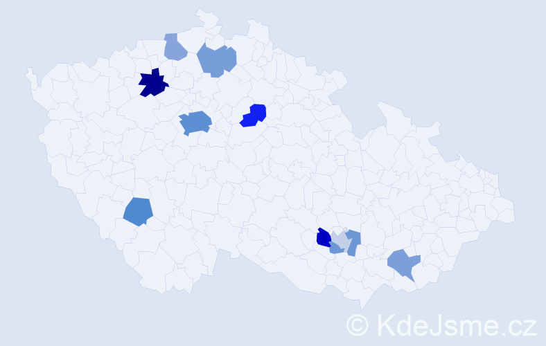 Jméno: 'Vuk', počet výskytů 23 v celé ČR