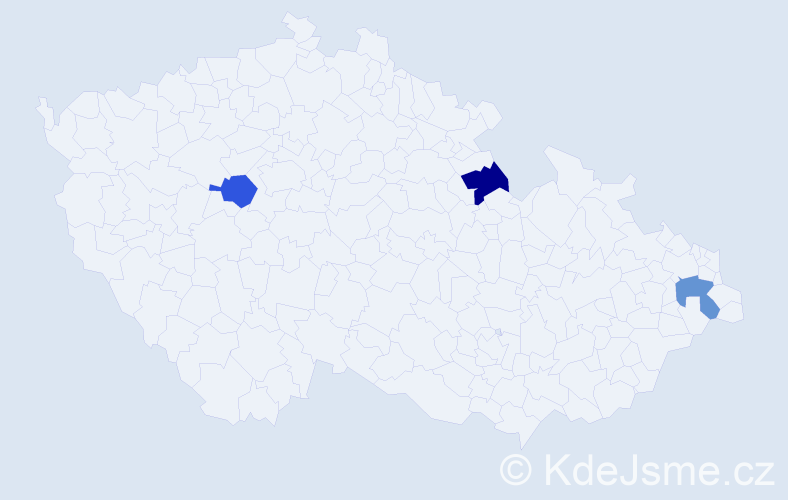 Jméno: 'Dana Daniela', počet výskytů 3 v celé ČR