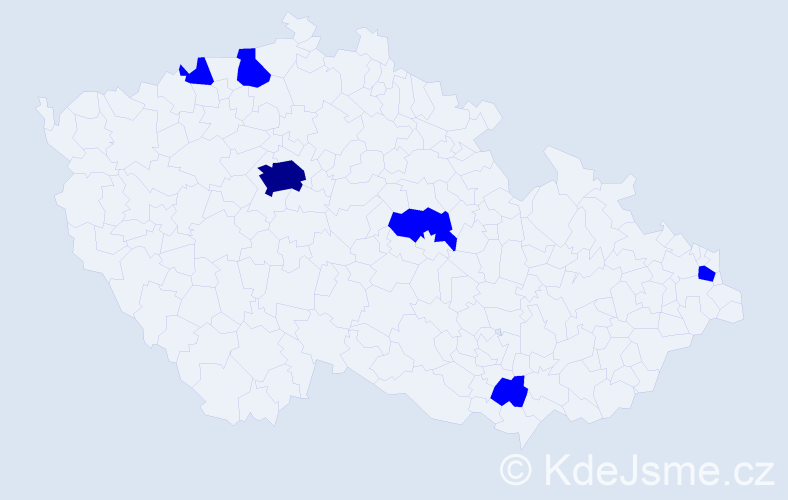 Jméno: 'Mikaela', počet výskytů 7 v celé ČR