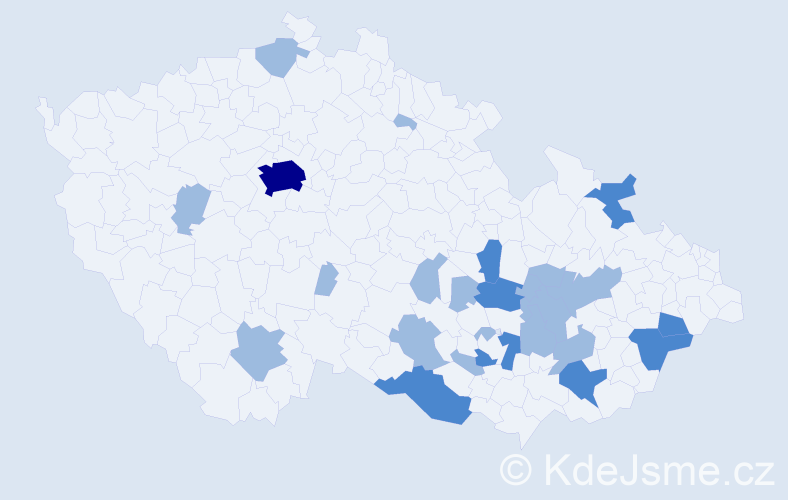 Jméno: 'Vincencie', počet výskytů 36 v celé ČR
