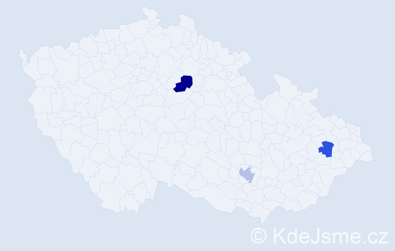 Jméno: 'Kadir', počet výskytů 3 v celé ČR