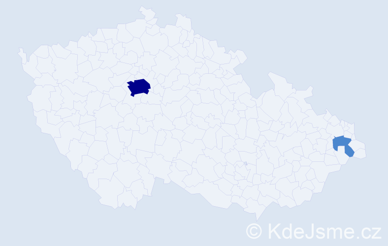 Jméno: 'Jie', počet výskytů 4 v celé ČR