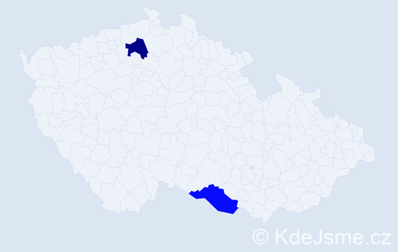 Jméno: 'Bilgudei', počet výskytů 2 v celé ČR