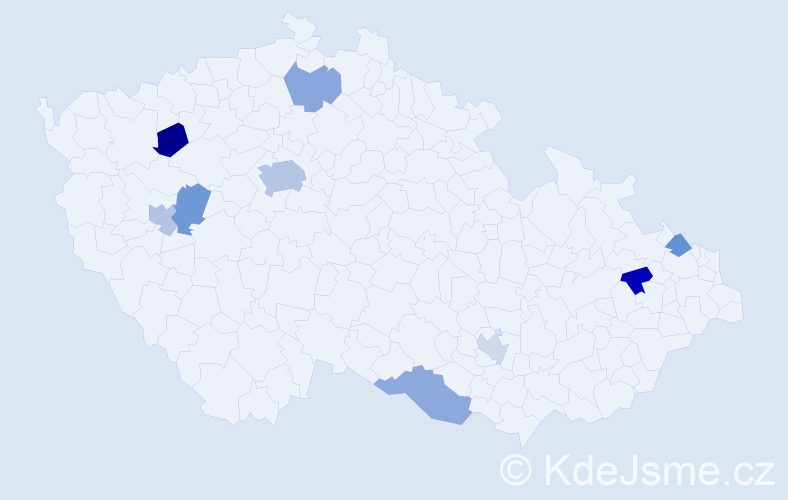 Jméno: 'Miro', počet výskytů 13 v celé ČR