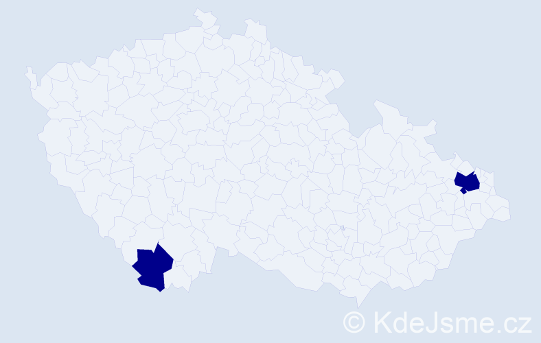 Jméno: 'Přemysl Otakar', počet výskytů 2 v celé ČR