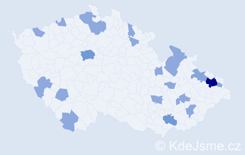Jméno: 'Tonička', počet výskytů 34 v celé ČR