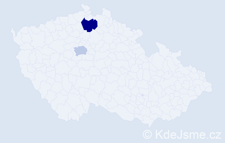 Jméno: 'Viktorina', počet výskytů 2 v celé ČR