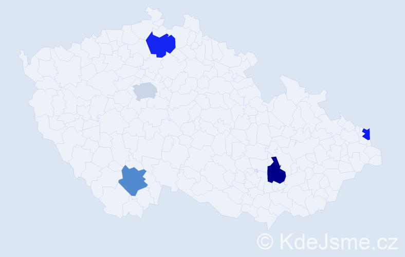 Jméno: 'Karlos', počet výskytů 5 v celé ČR